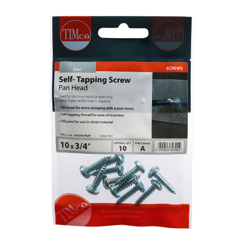 10 x 3/4 Self-Tapping Screw PZ2 PAN - BZP