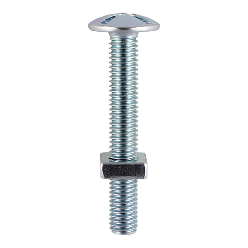 M5 x 30 Roofing Bolt & SQ Nut - BZP
