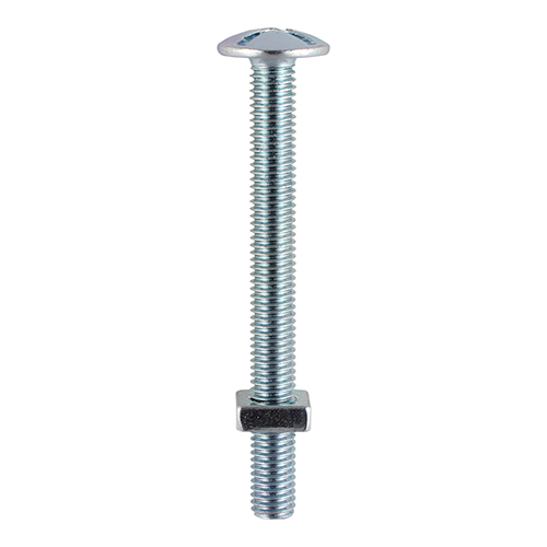 M6 x 12 Roofing Bolt & SQ Nut - BZP
