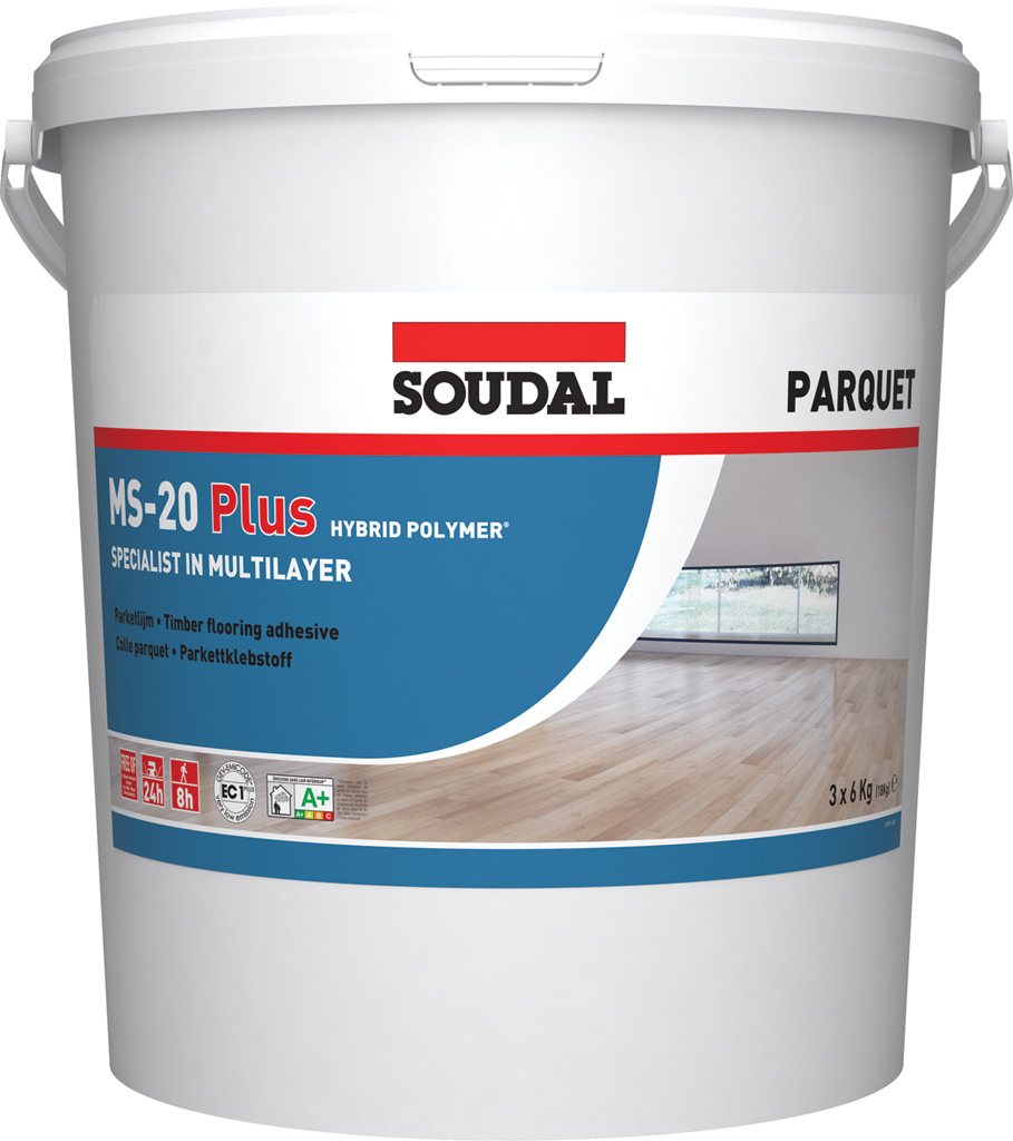 MS-20 PLUS PARQUET ADHESIVE - LIGHT BROWN - 3no x 6Kg Bags in Bucket