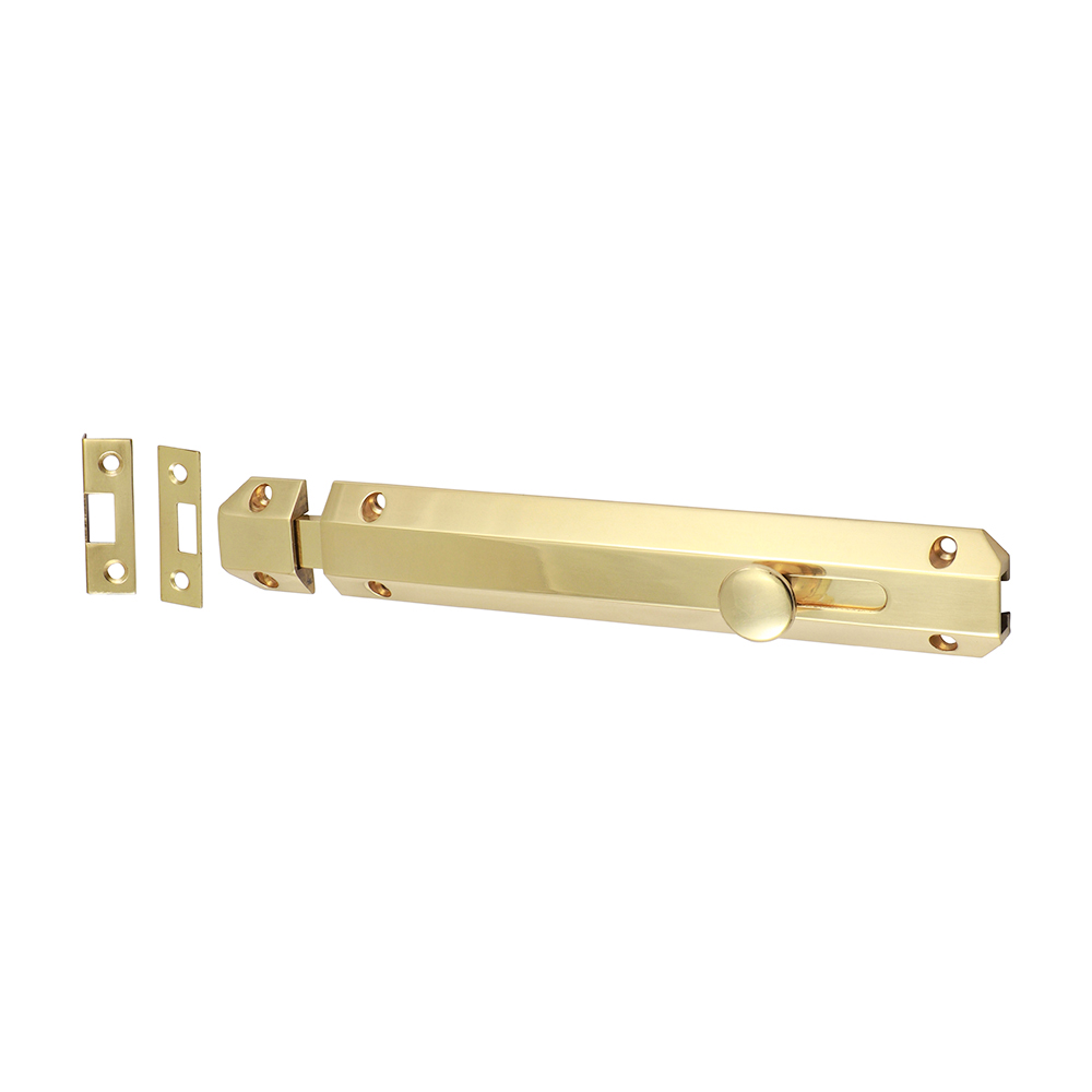 210 x 35mm Architectural Flat Section Bolt - Polished Brass