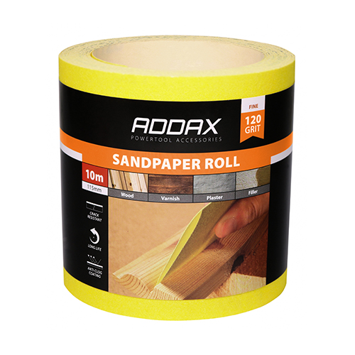 115mm x 10m Sandpaper Roll - 120 Grit - Yellow