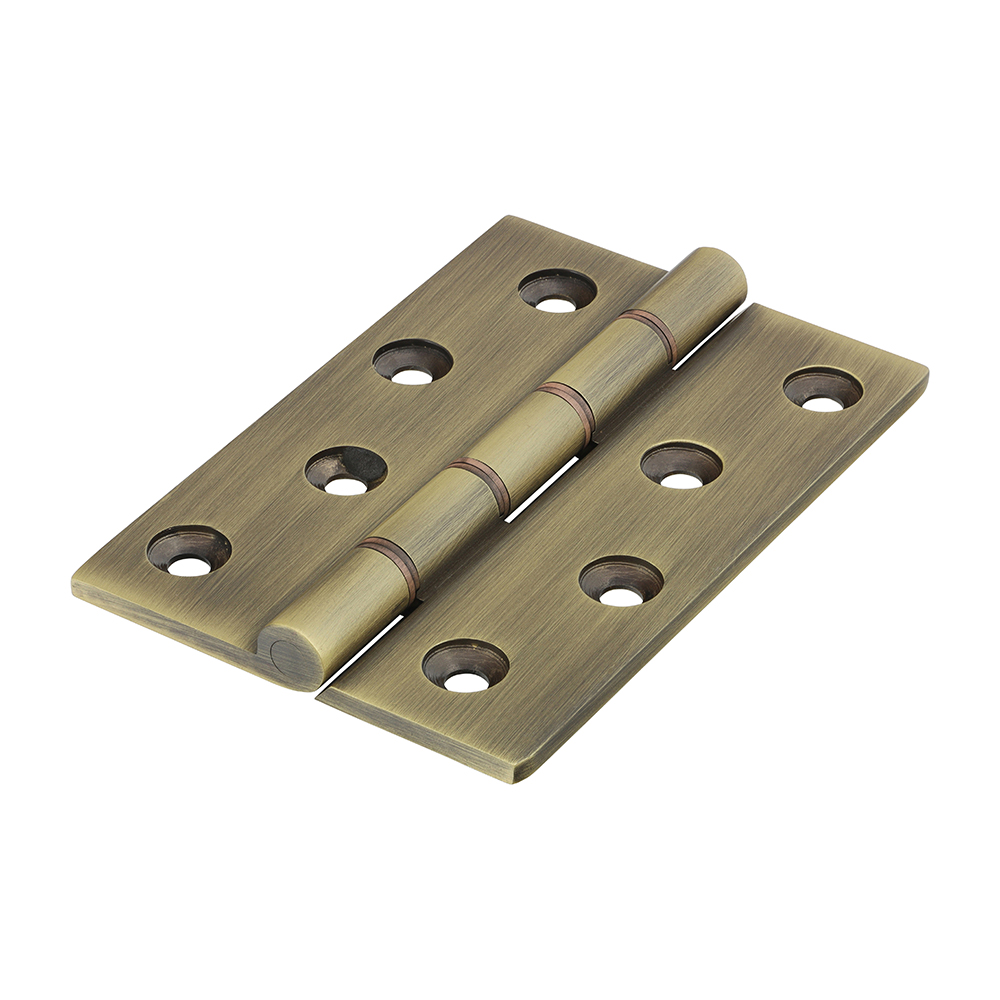 102 x 67 Double Phosphor Bronze Washered Butt Hinges - Solid Brass - Antique Brass
