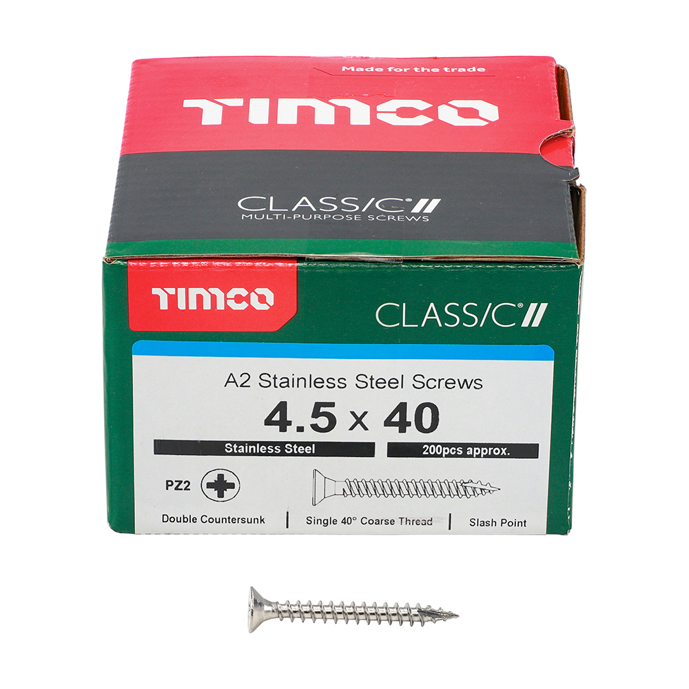 4.5 x 40 Classic Screw PZ2 CSK - A2 S/S