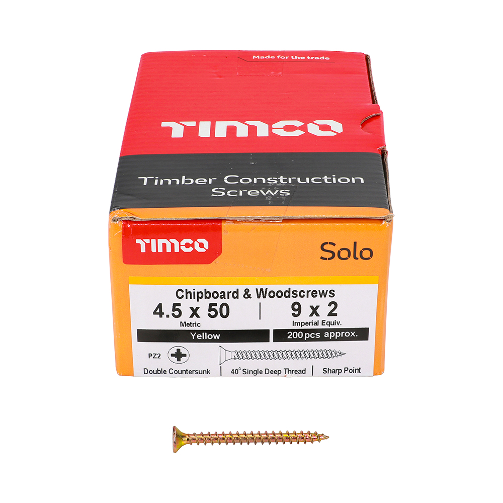 4.5 x 50 Solo Woodscrew PZ2 CSK - ZYP