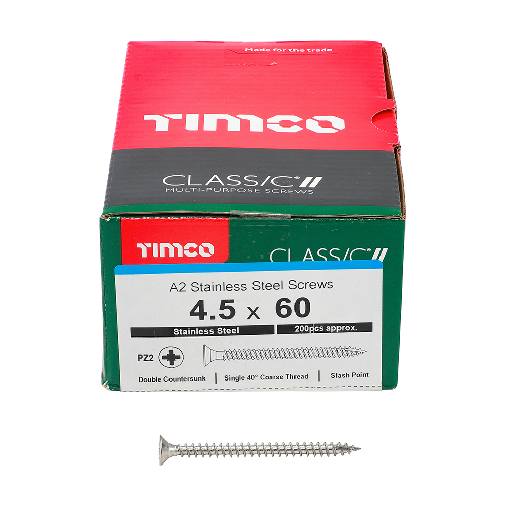 4.5 x 60 Classic Screw PZ2 CSK - A2 S/S