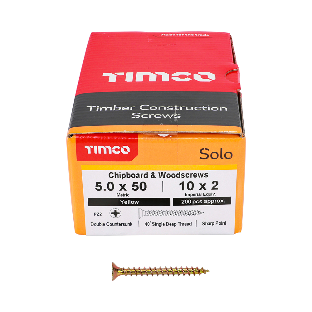 5.0 x 50 Solo Woodscrew PZ2 CSK - ZYP