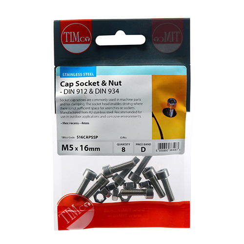 M5 x 16 Cap Socket & Nut - A2 SS