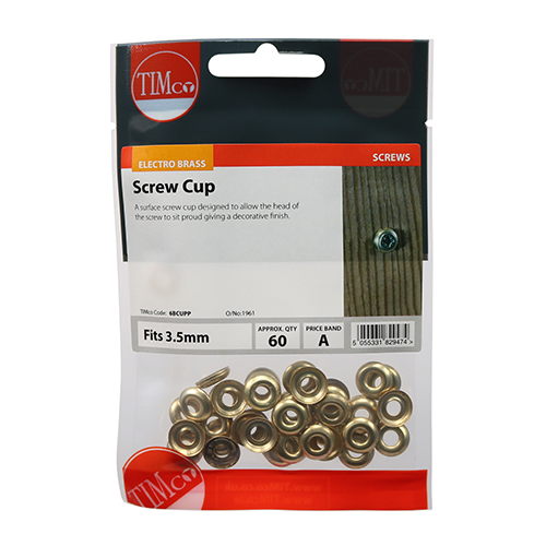 To fit 6 Gauge Screws Surface Screw Cup - E/Brass