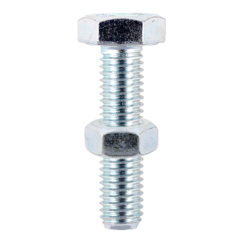 M8 x 40 Set Screw & Hex Nut - BZP