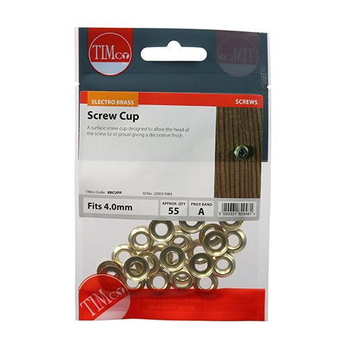 To fit 8 Gauge Screws Surface Screw Cup - E/Brass