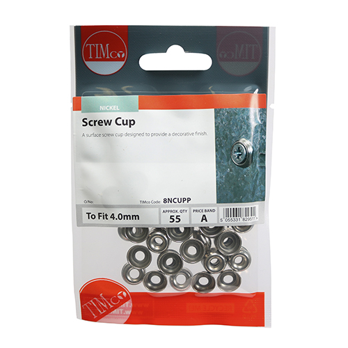 To fit 8 Gauge Screws Surface Screw Cups - Nickel