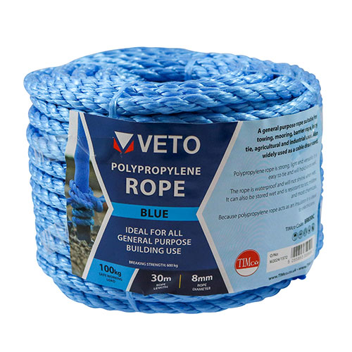 8mm x 30m Blue Poly Rope - Coil