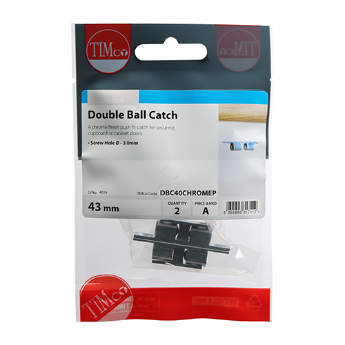43mm Double Ball Catch - Chrome