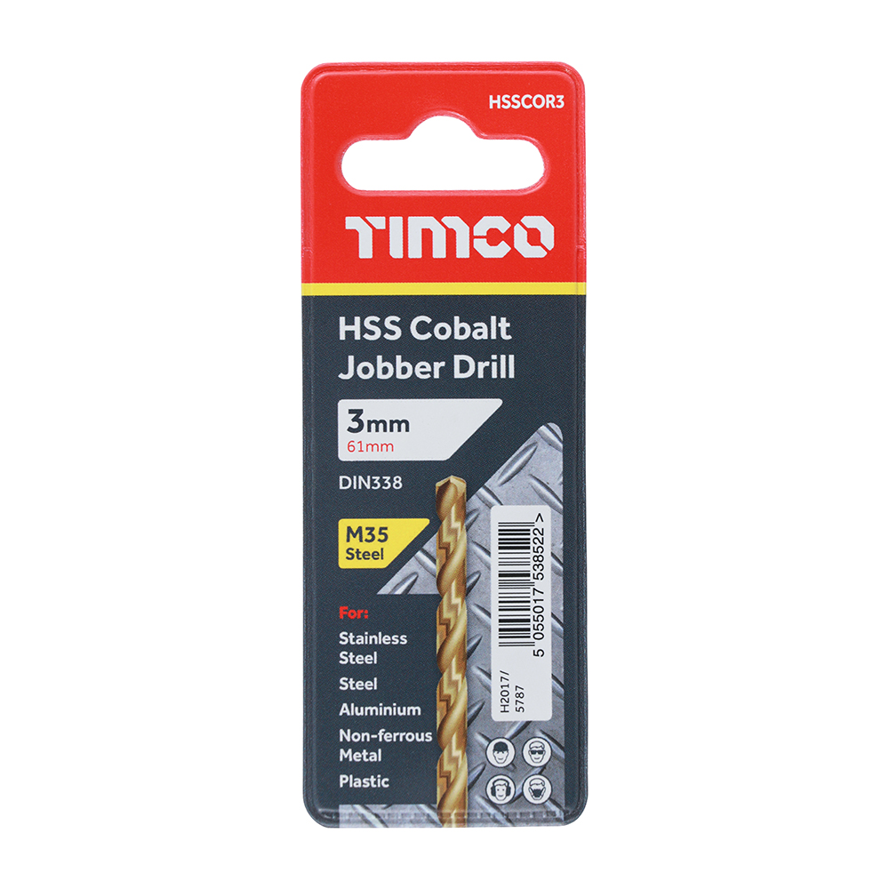 3.0mm HSS-CO Jobber Drill Bit-Cobalt