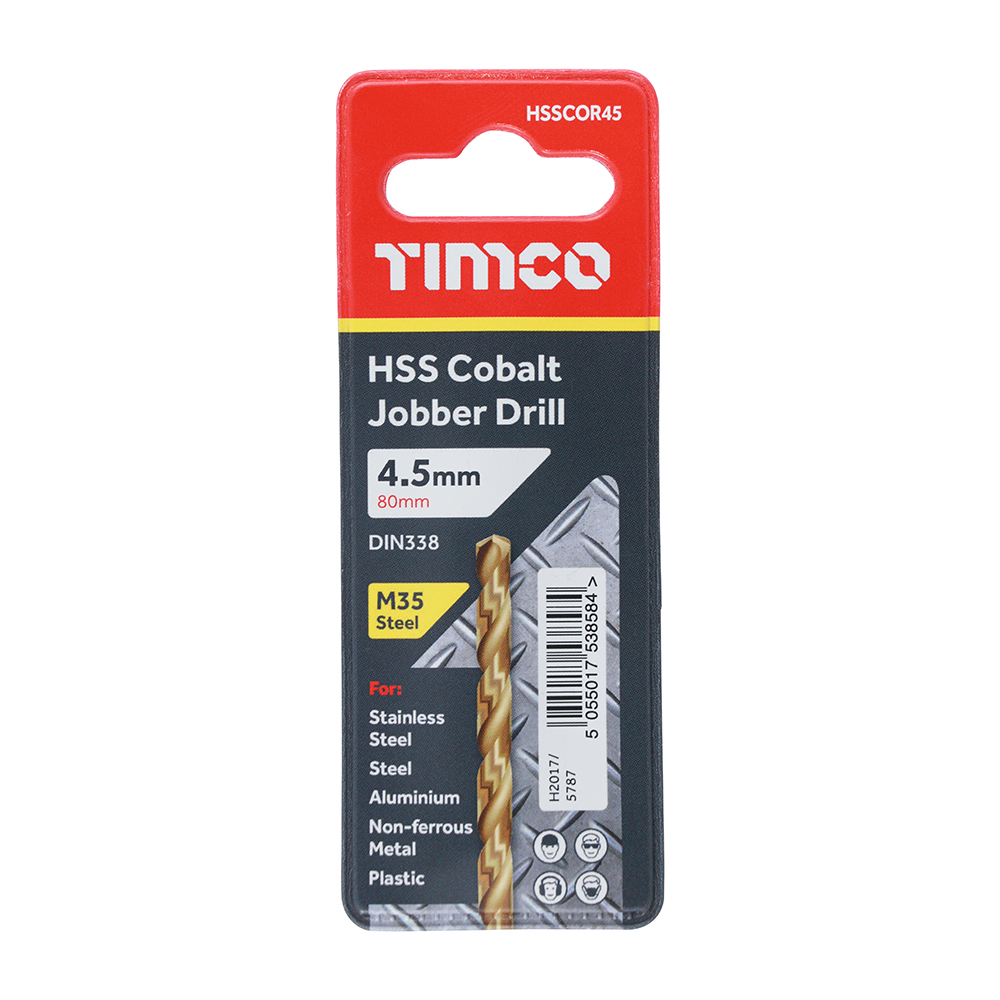 4.5mm HSS-CO Jobber Drill Bit-Cobalt