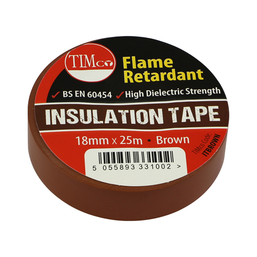 25m x 18mm PVC Insulation Tape - Brown