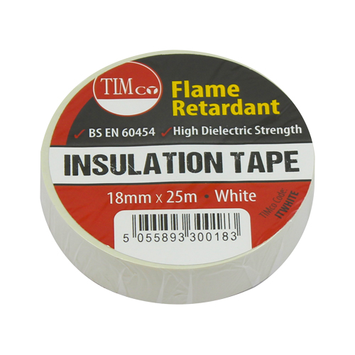 25m x 18mm PVC Insulation Tape - White