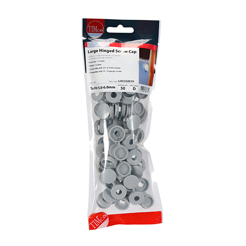 To fit 5.0 to 6.0 Screw Large Hinged Screw Cap -L Grey