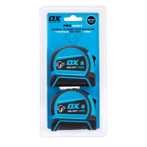 OX Pro Double Locking Tape Measure Twin Pack - 5m / 16ft