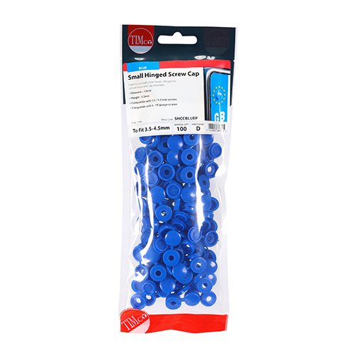 To fit 3.0 to 4.5 Screw Small Hinged Screw Cap - Blue