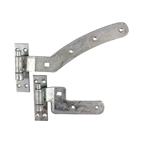 Pair of Curved Rail Hinge Set - Left Hand - Hot Dipped Galvanised 300mm