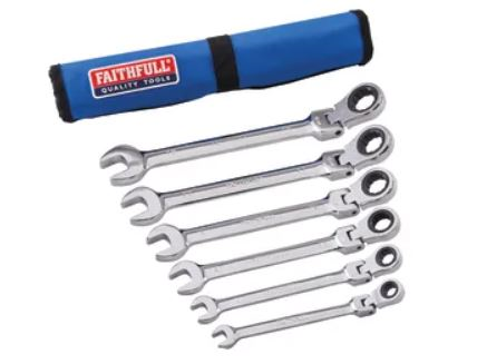 Faithfull 6 Piece Ratchet Combination Spanner Set