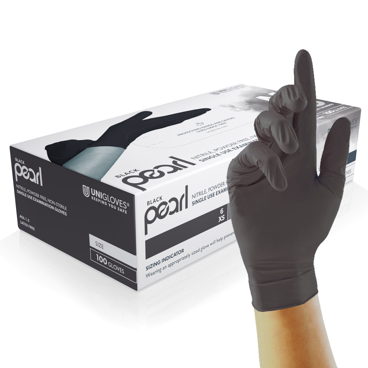 Black Pearl - black nitrile gloves - Large