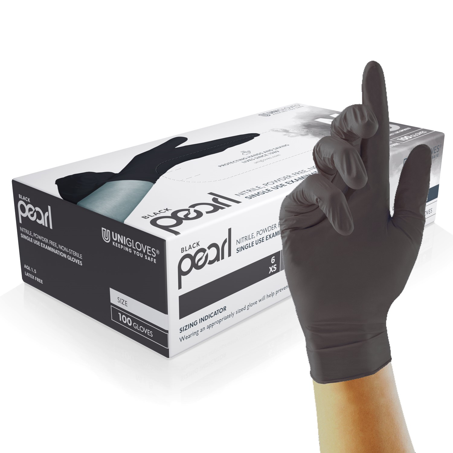 Black Pearl - black nitrile gloves - Extra Large