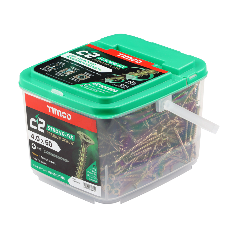 C2 Strong - Fix - PZ - Double Countersunk - Twin - Cut - Yellow - Mixed Sizes - 100no ( Pallet )