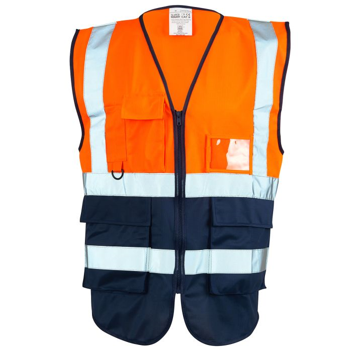 Hi Vis Executive Vest - Two Tone Orange/ Navy - 2XLarge