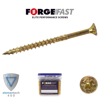 ForgeFast Pozi Comp ZY 5.0 x 100 Tub 300 Elite Woodscrews & Receive GREGGS Breakfast Voucher FREE