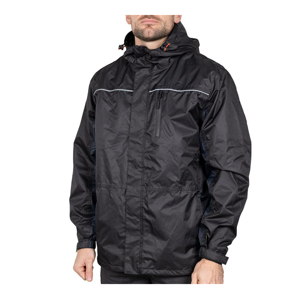 Waterproof Lined Rain Jacket - Black - XLarge
