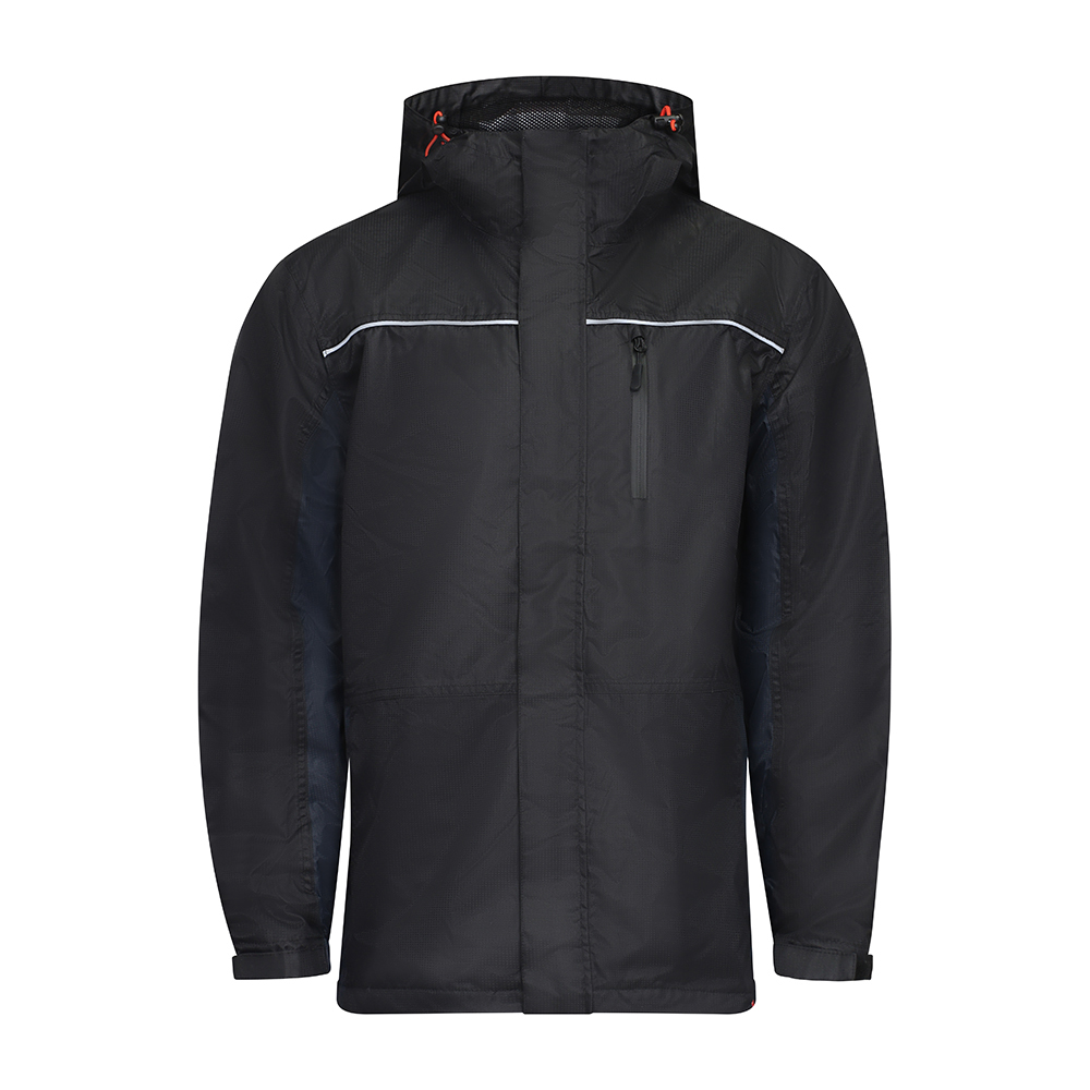 Waterproof Lined Rain Jacket - Black - Large