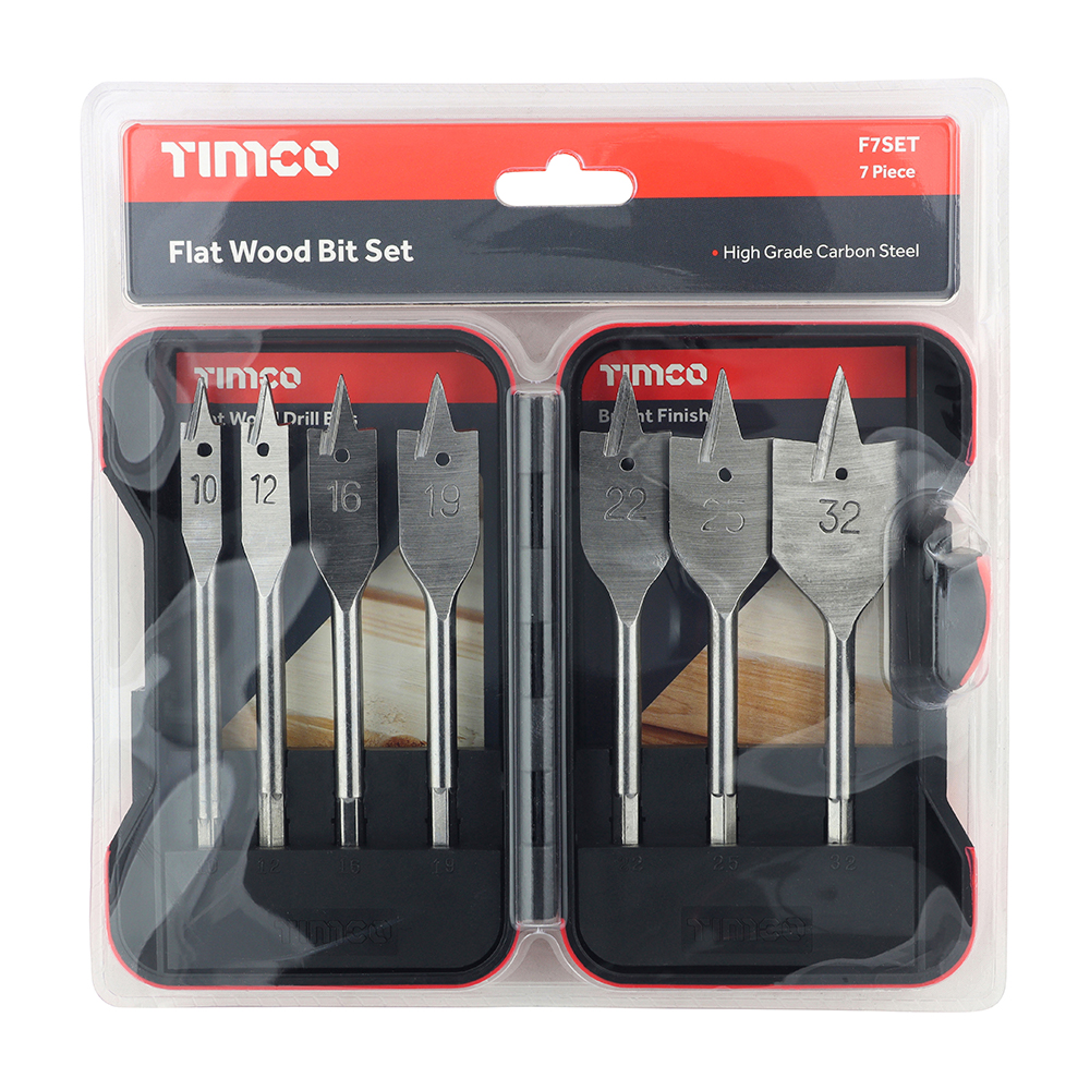 Flat Wood Bit Set - 7pcs