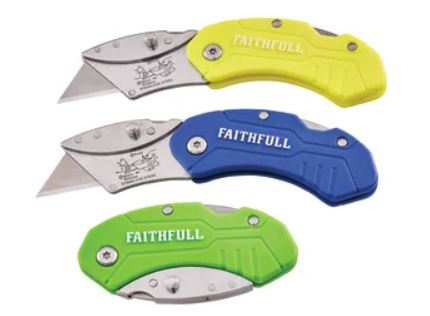 Faithfull Hi-Vis Folding Blade Knife