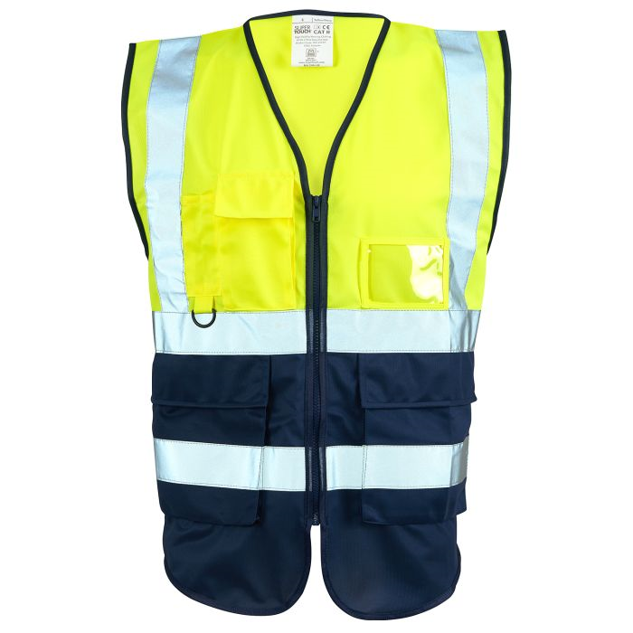 Hi Vis Executive Vest -Two Tone Yellow/ Navy - XLarge